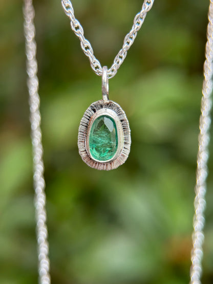 Rose cut Panjshir Emerald pendant