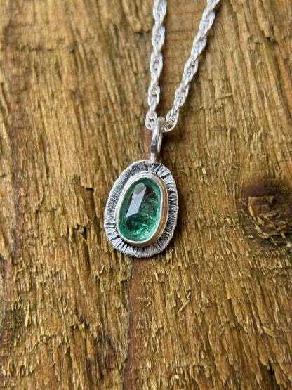 Rose cut Panjshir Emerald pendant