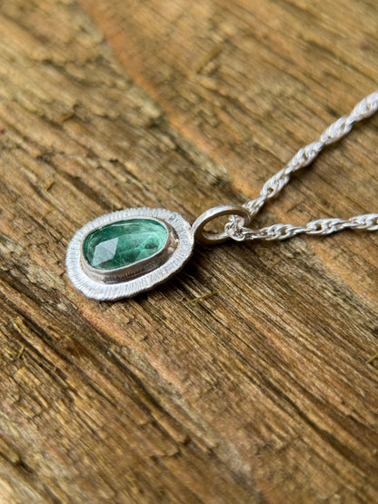 Rose cut Panjshir Emerald pendant