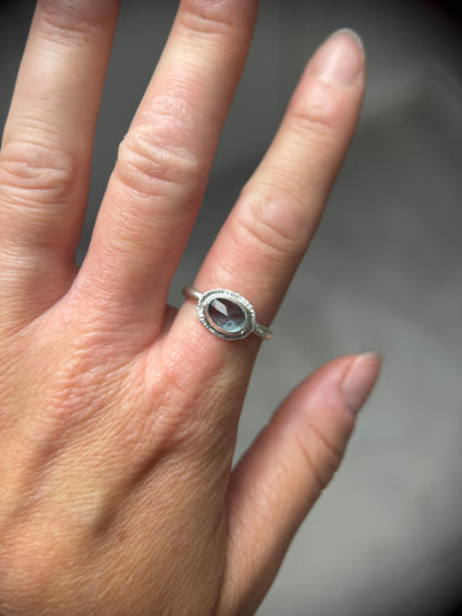 Rose cut blue Aquamarine ring