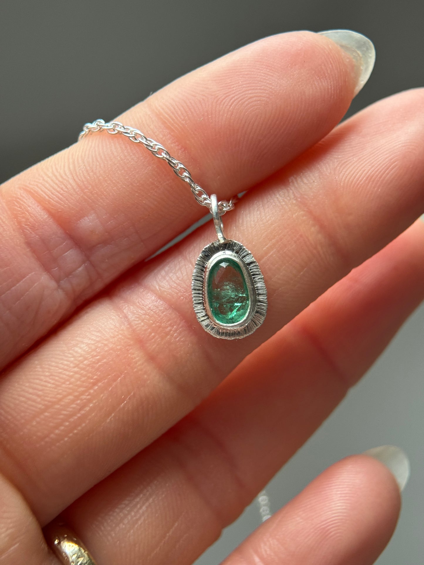Rose cut Panjshir Emerald pendant