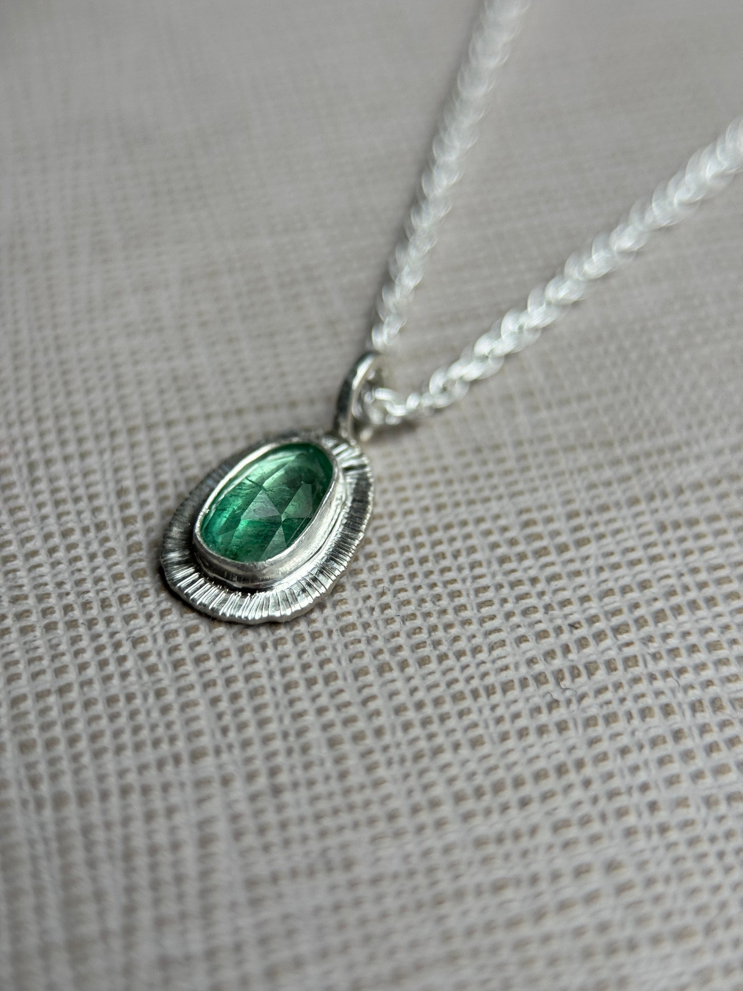 Rose cut Panjshir Emerald pendant