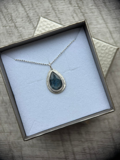 Rose cut Teal Moss Kyanite pendant