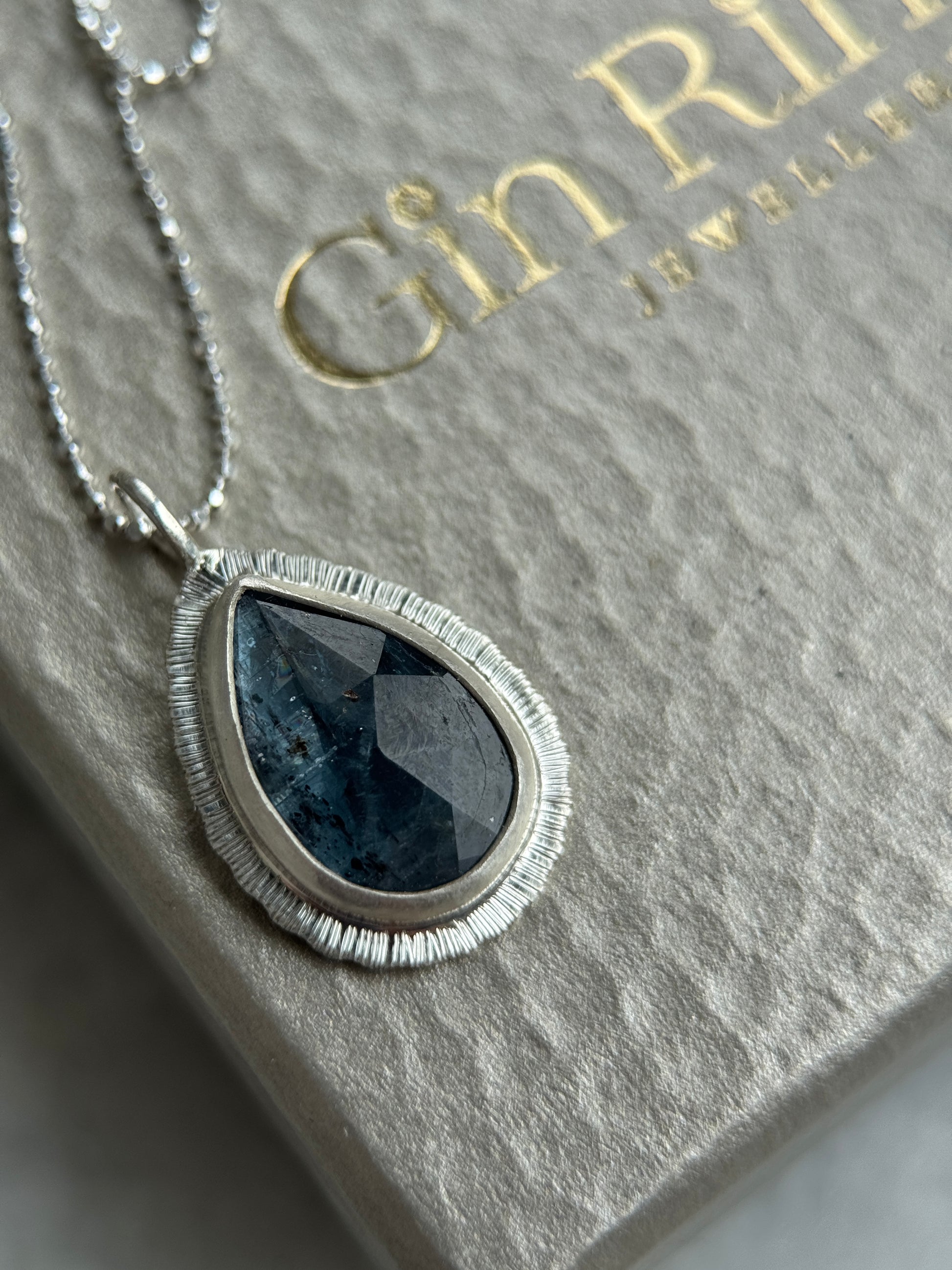 Rose cut Teal Moss Kyanite pendant