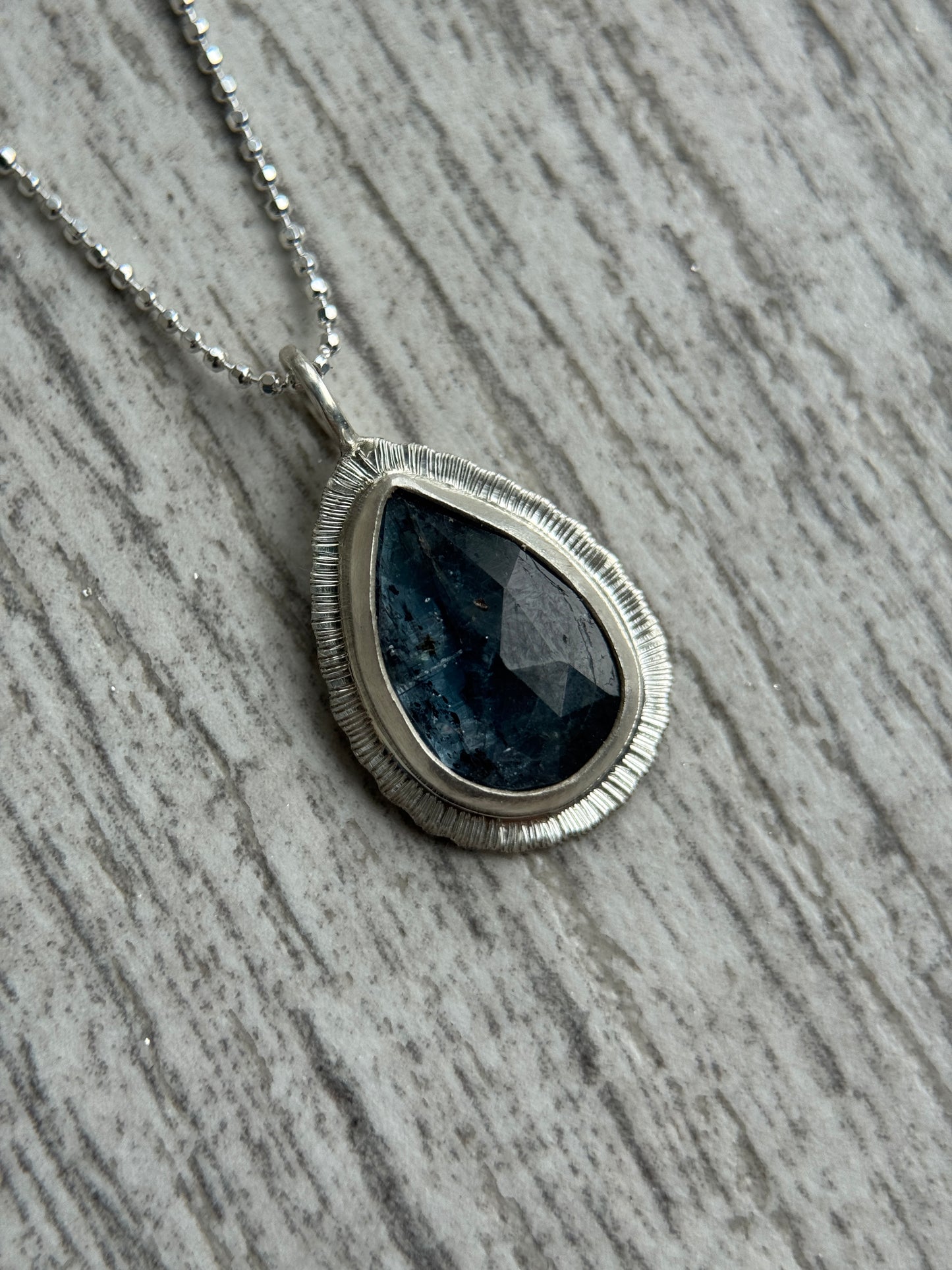 Rose cut Teal Moss Kyanite pendant