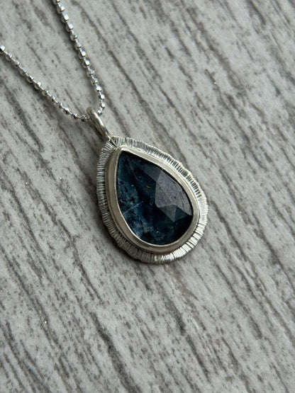 Rose cut Teal Moss Kyanite pendant