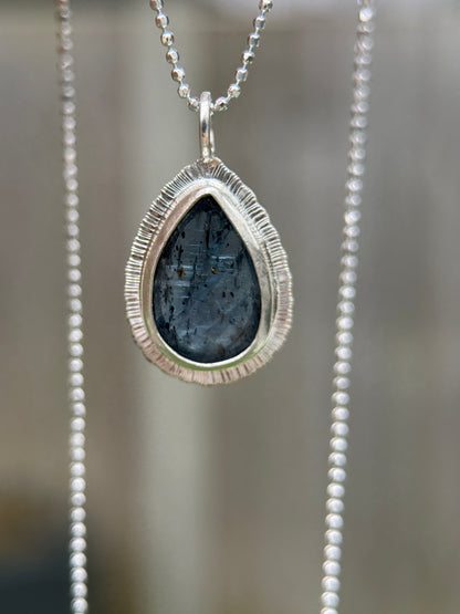Rose cut Teal Moss Kyanite pendant