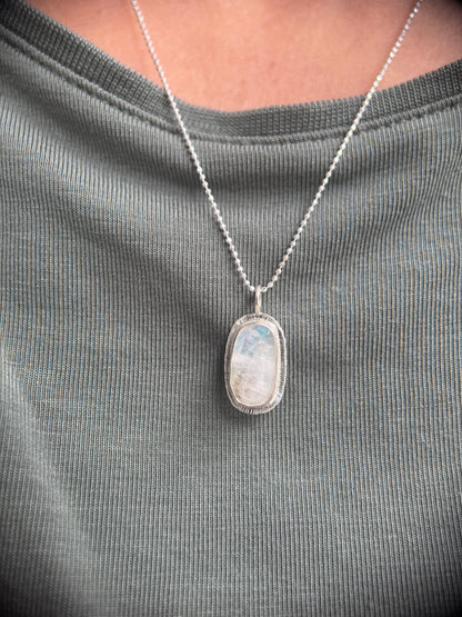 Rose cut Rainbow Moonstone pendant
