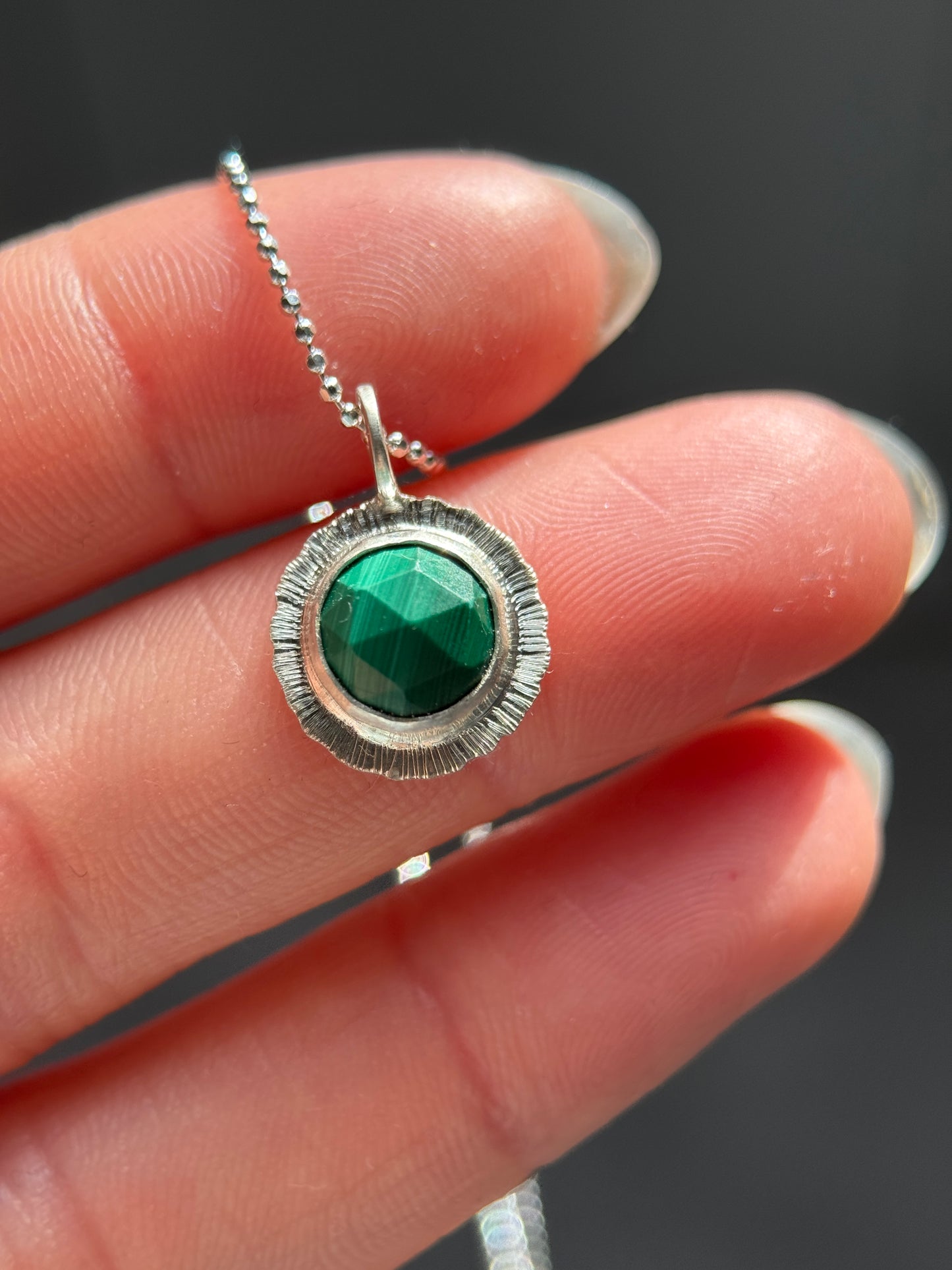 Rose cut Malachite pendant