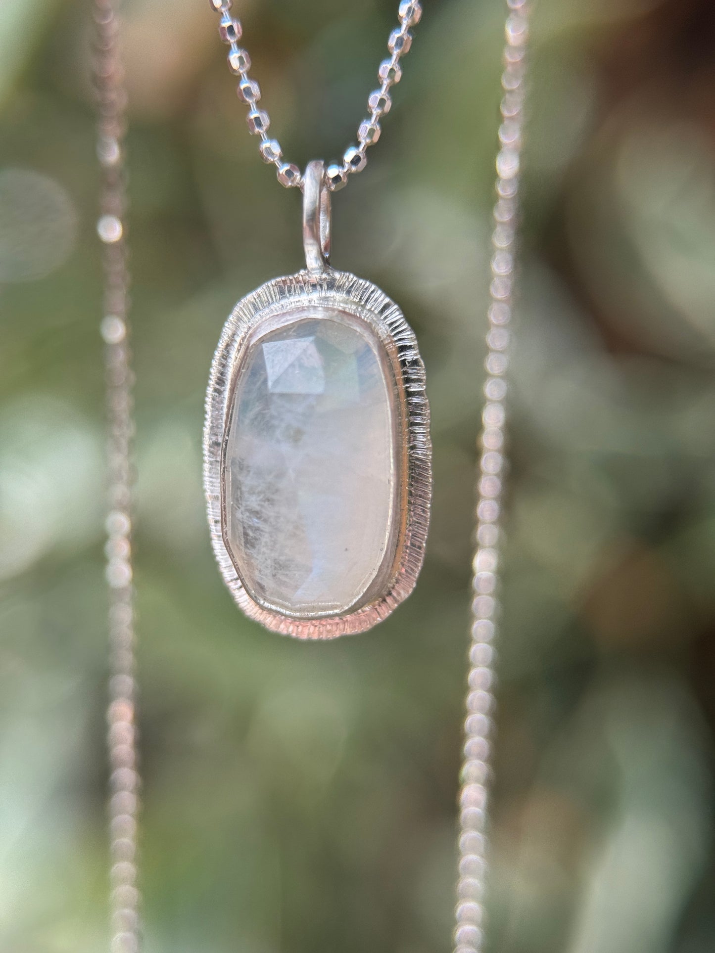 Rose cut Rainbow Moonstone pendant