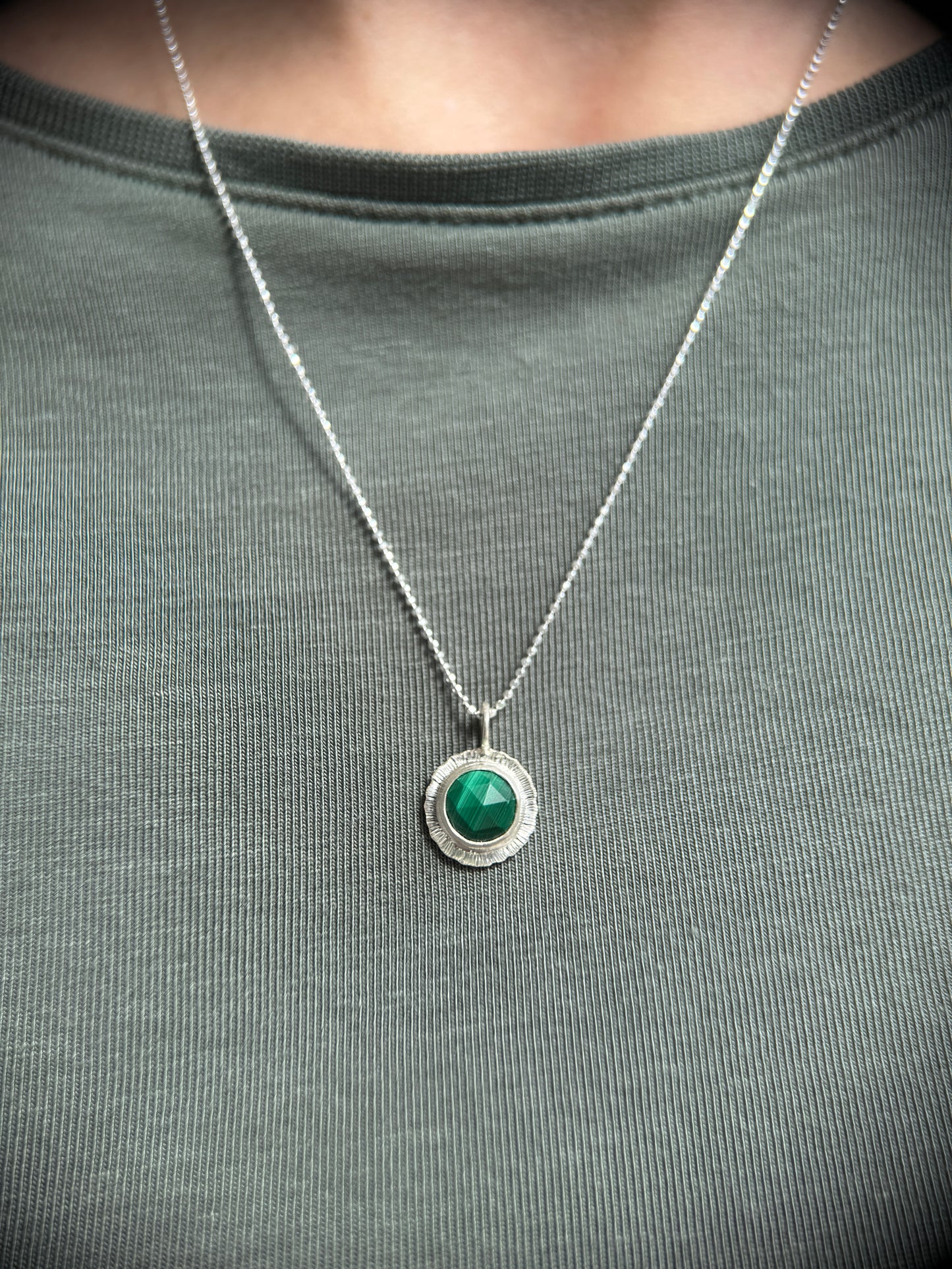 Rose cut Malachite pendant