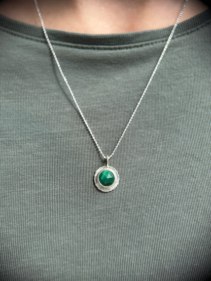 Rose cut Malachite pendant