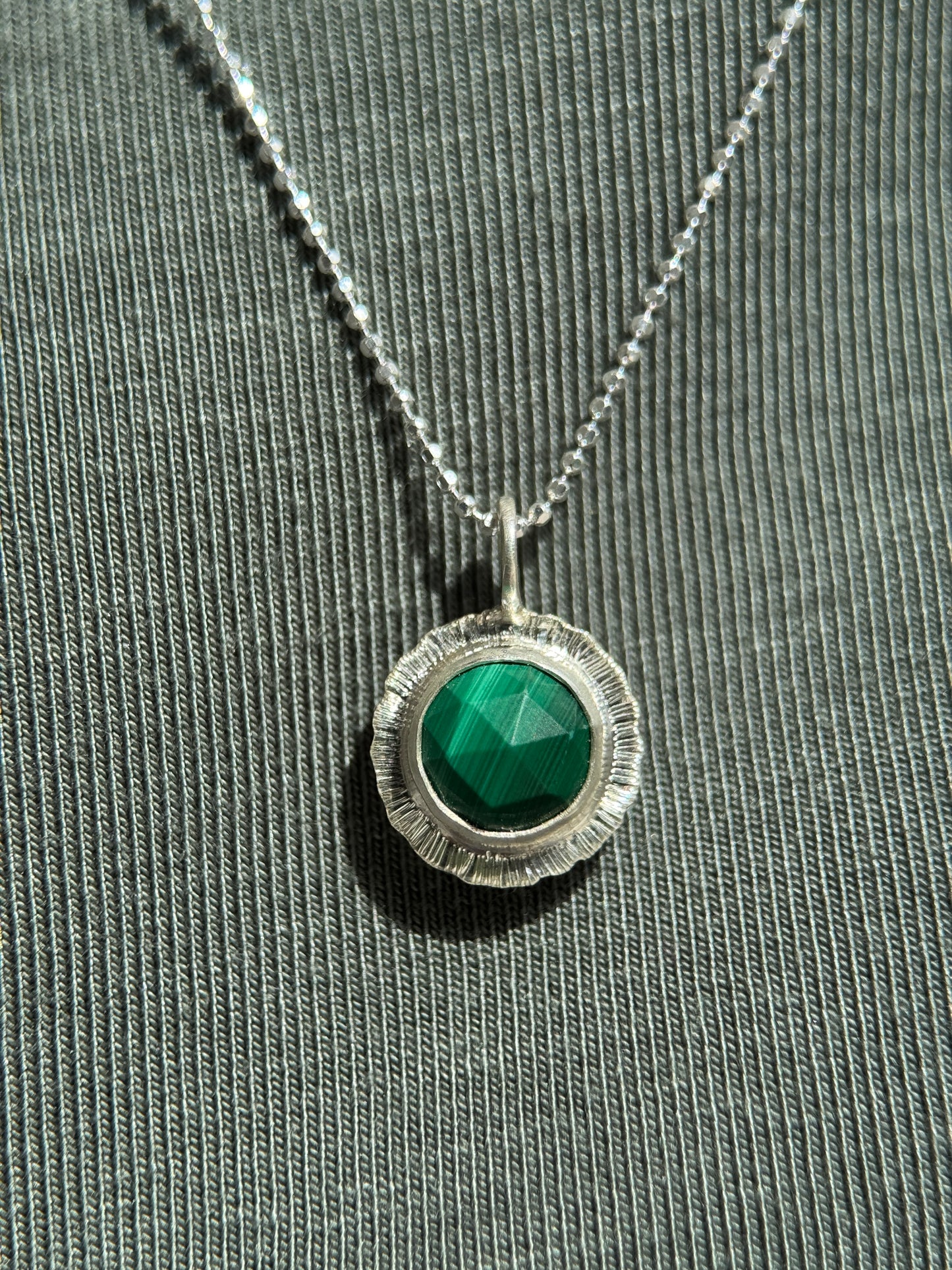 Rose cut Malachite pendant