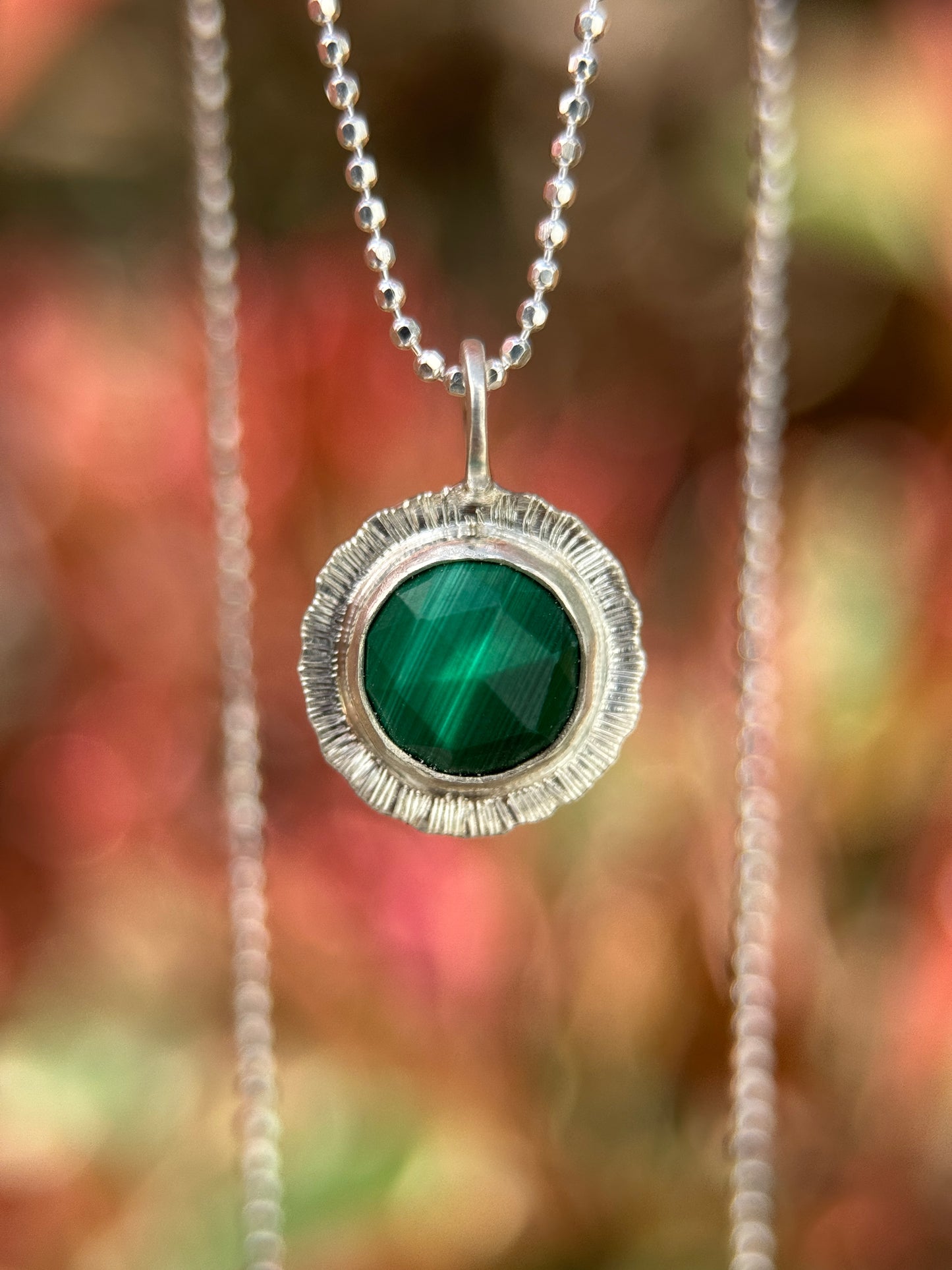Rose cut Malachite pendant
