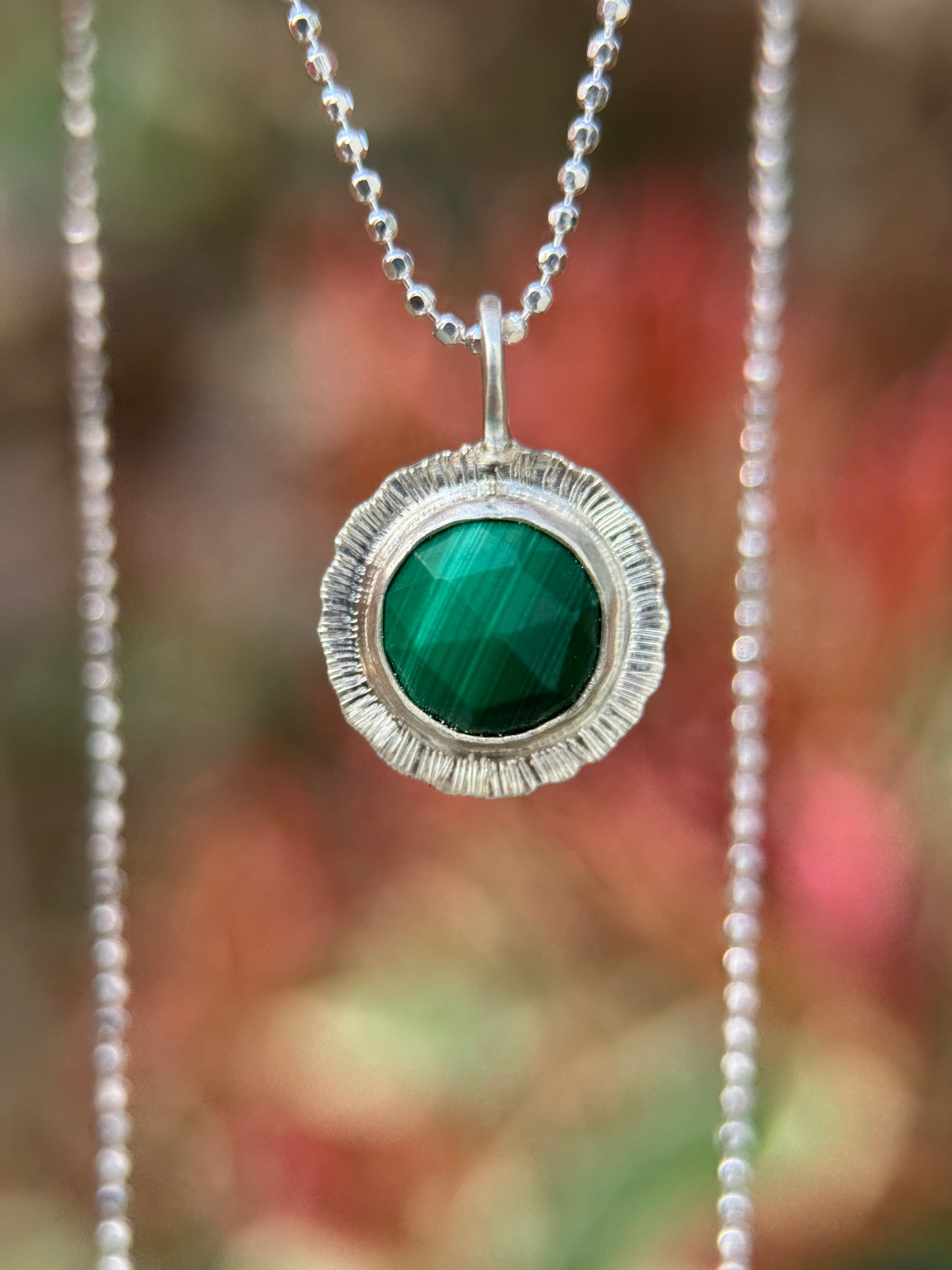 Rose cut Malachite pendant