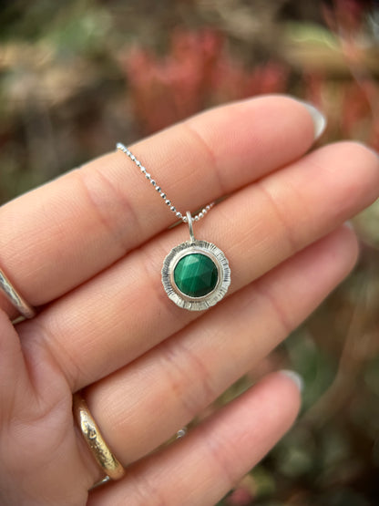 Rose cut Malachite pendant