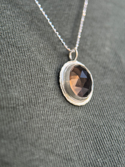 Rose cut Smoky Quartz pendant
