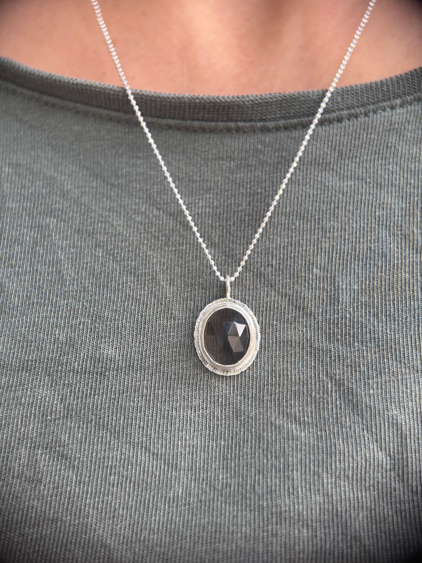 Rose cut Smoky Quartz pendant