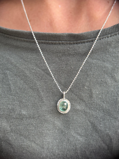 Rose cut Panjshir Emerald pendant