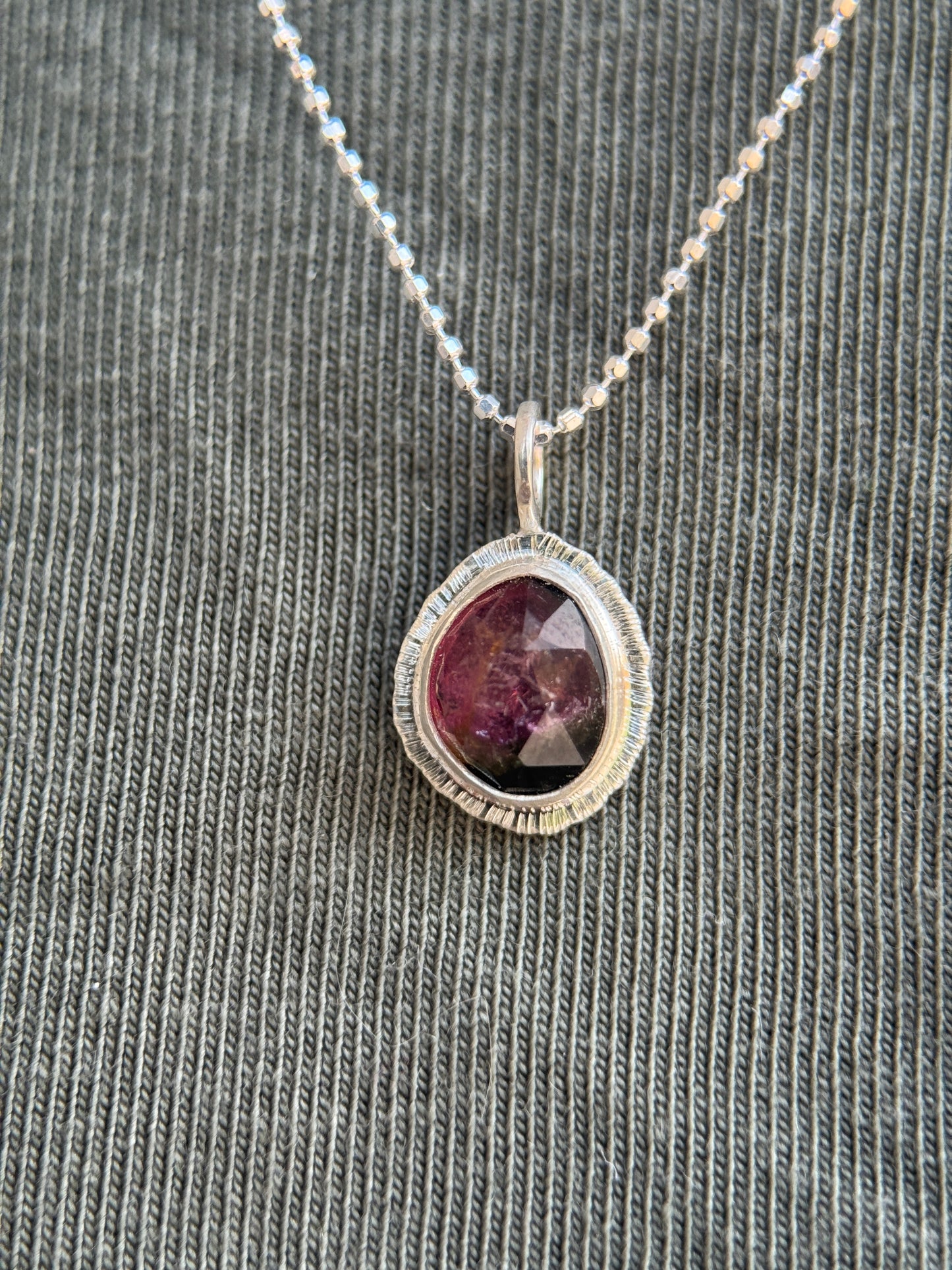 Rose cut bicolour Tourmaline pendant