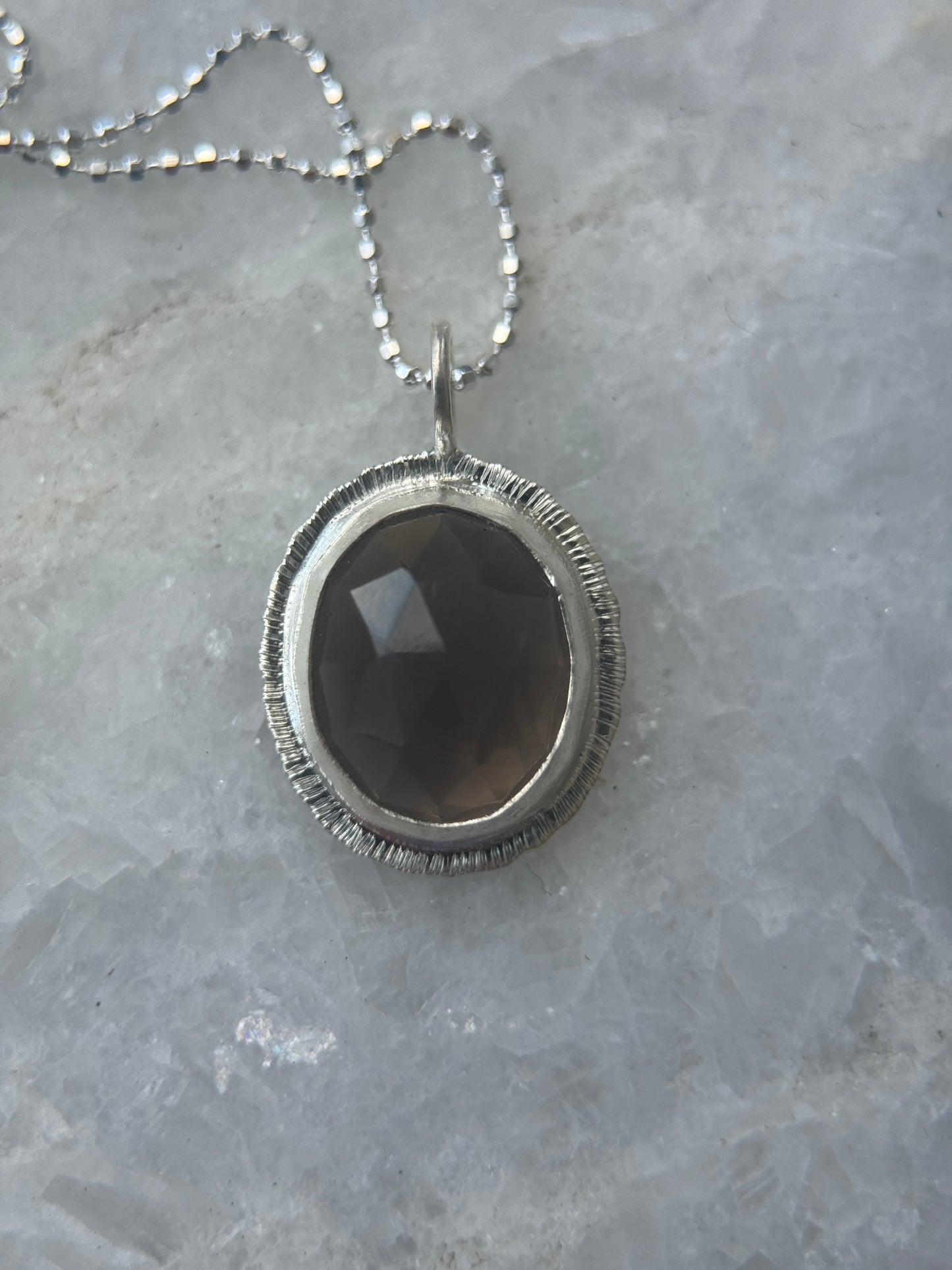 Rose cut Smoky Quartz pendant