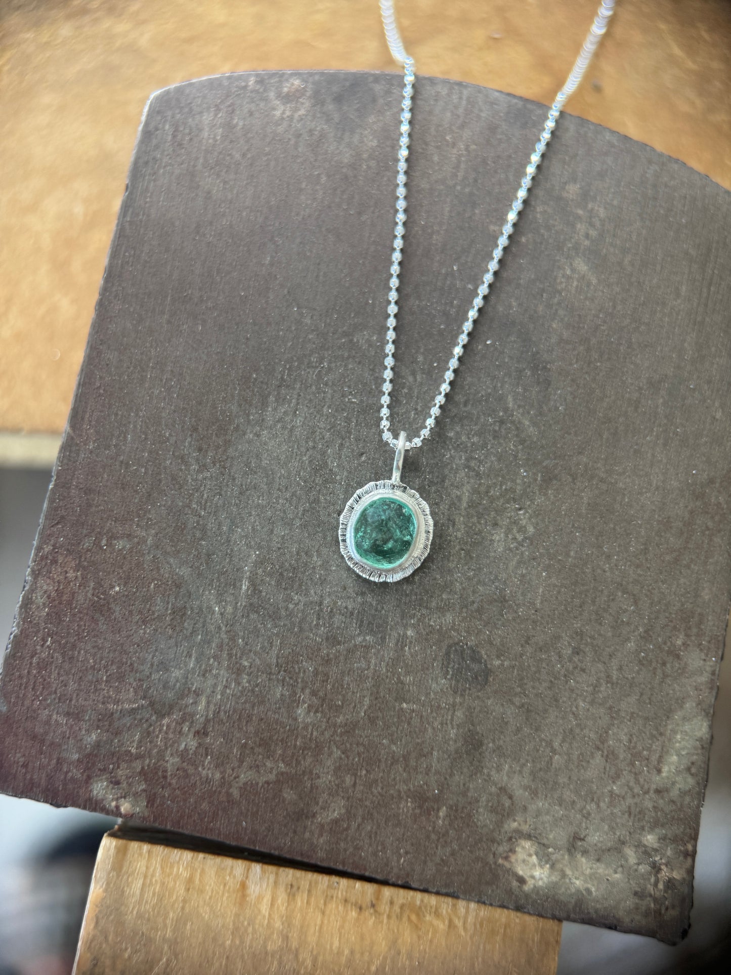 Rose cut Panjshir Emerald pendant