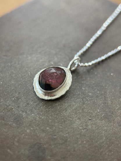 Rose cut bicolour Tourmaline pendant