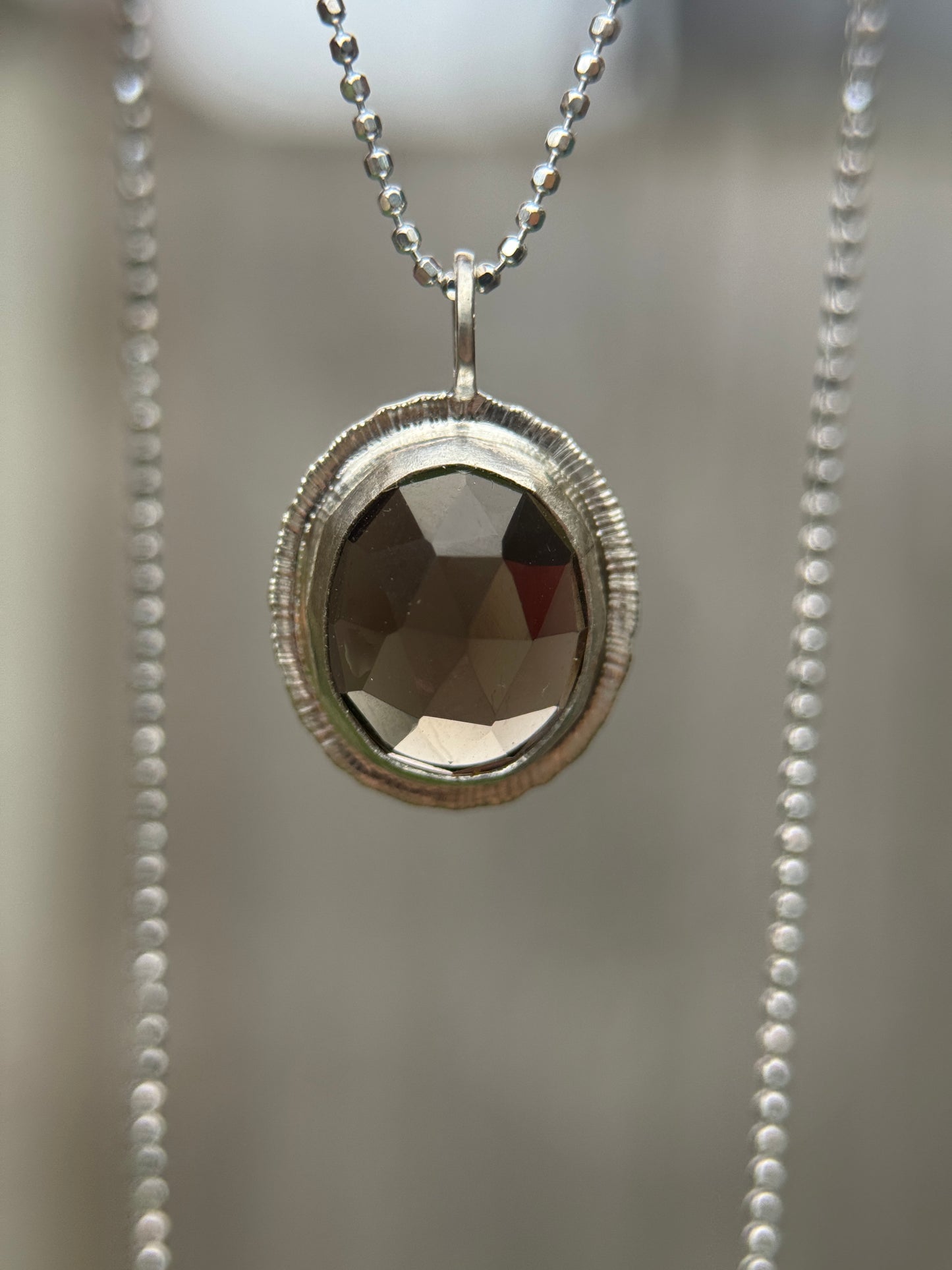 Rose cut Smoky Quartz pendant