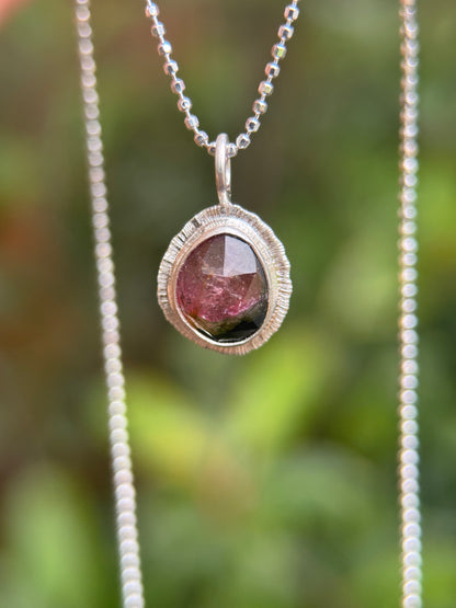 Rose cut bicolour Tourmaline pendant