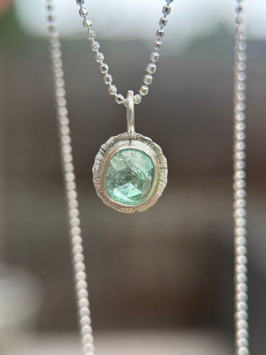 Rose cut Panjshir Emerald pendant