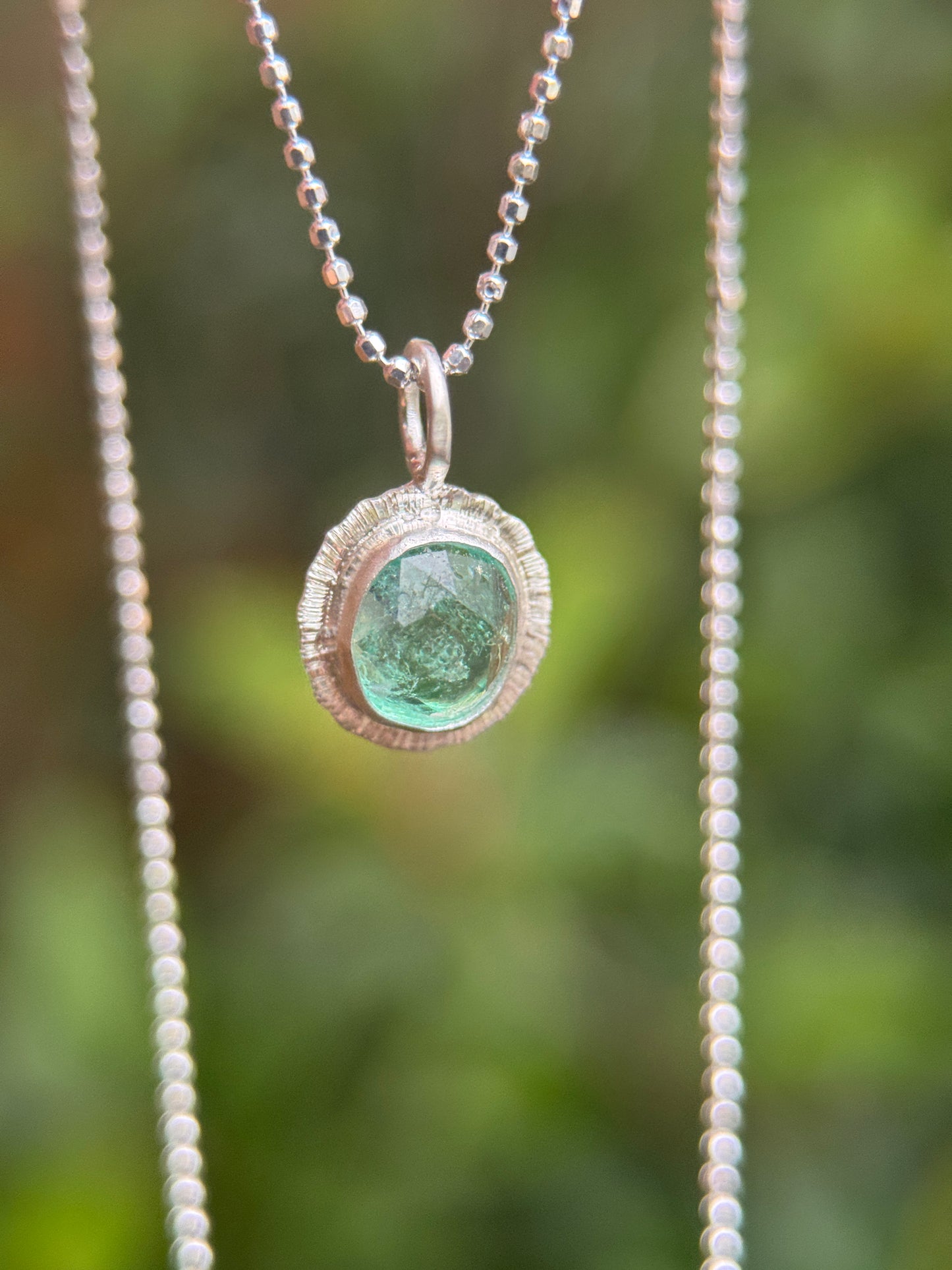 Rose cut Panjshir Emerald pendant