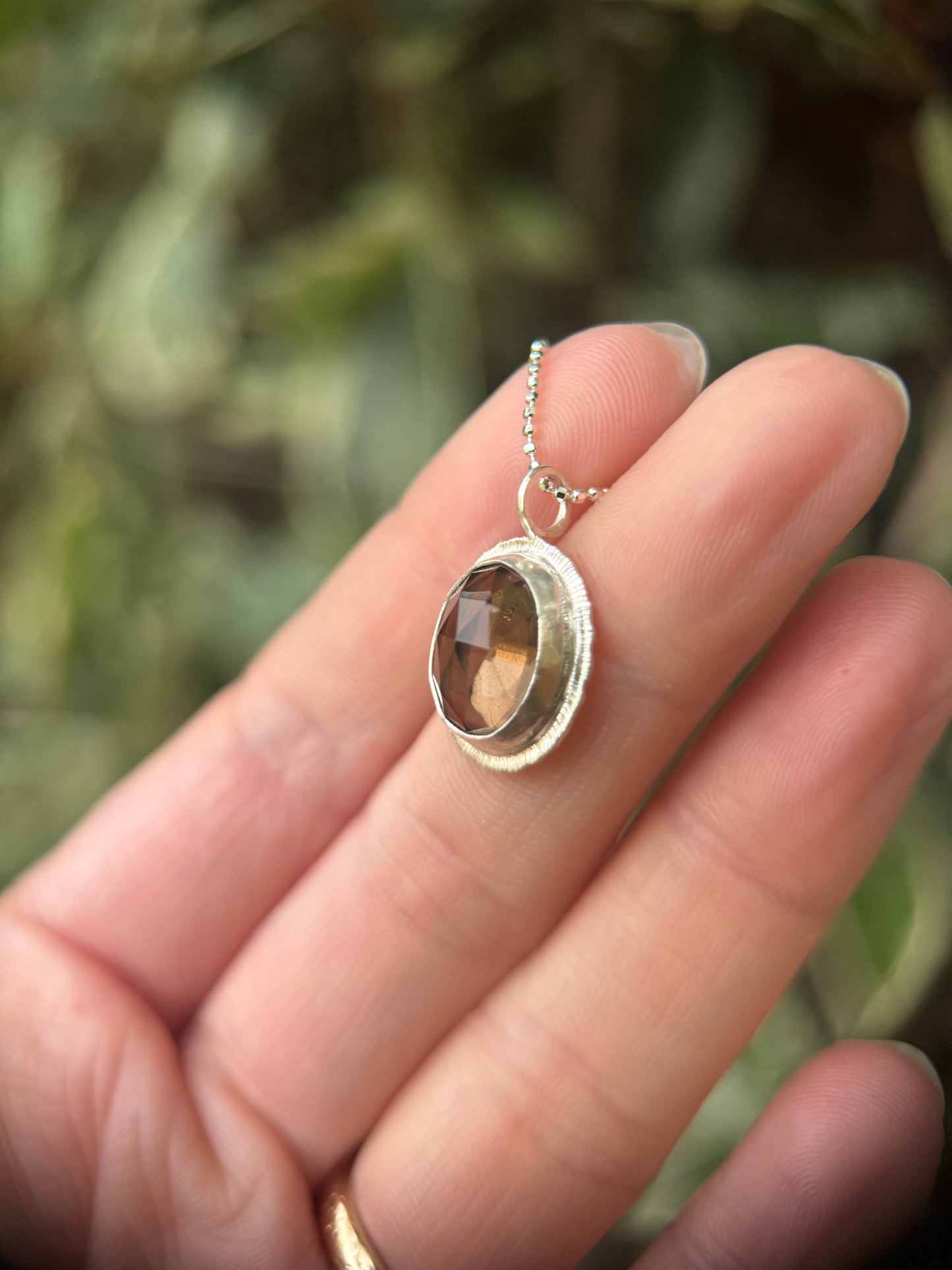 Rose cut Smoky Quartz pendant
