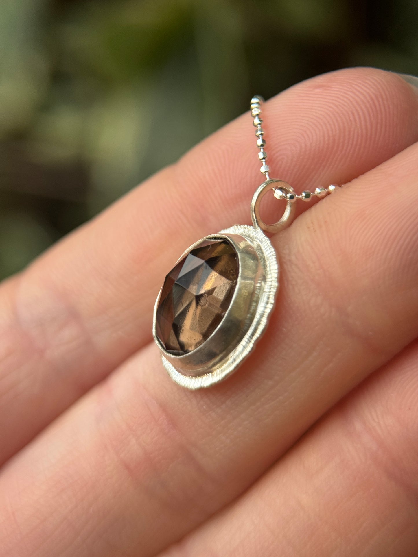Rose cut Smoky Quartz pendant