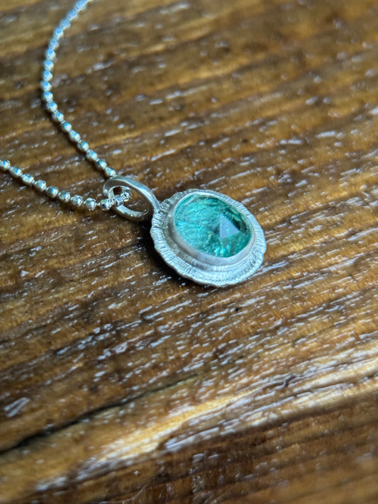 Rose cut Panjshir Emerald pendant