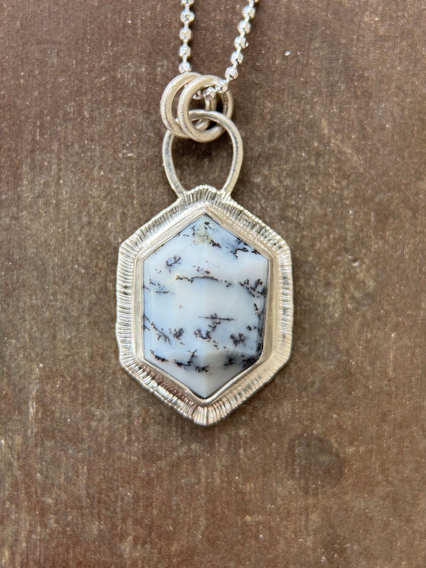 Step cut Dendritic Opal pendant