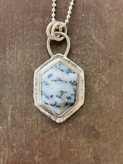 Step cut Dendritic Opal pendant