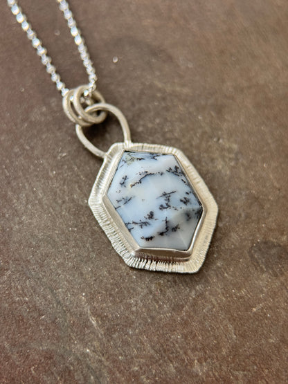 Step cut Dendritic Opal pendant