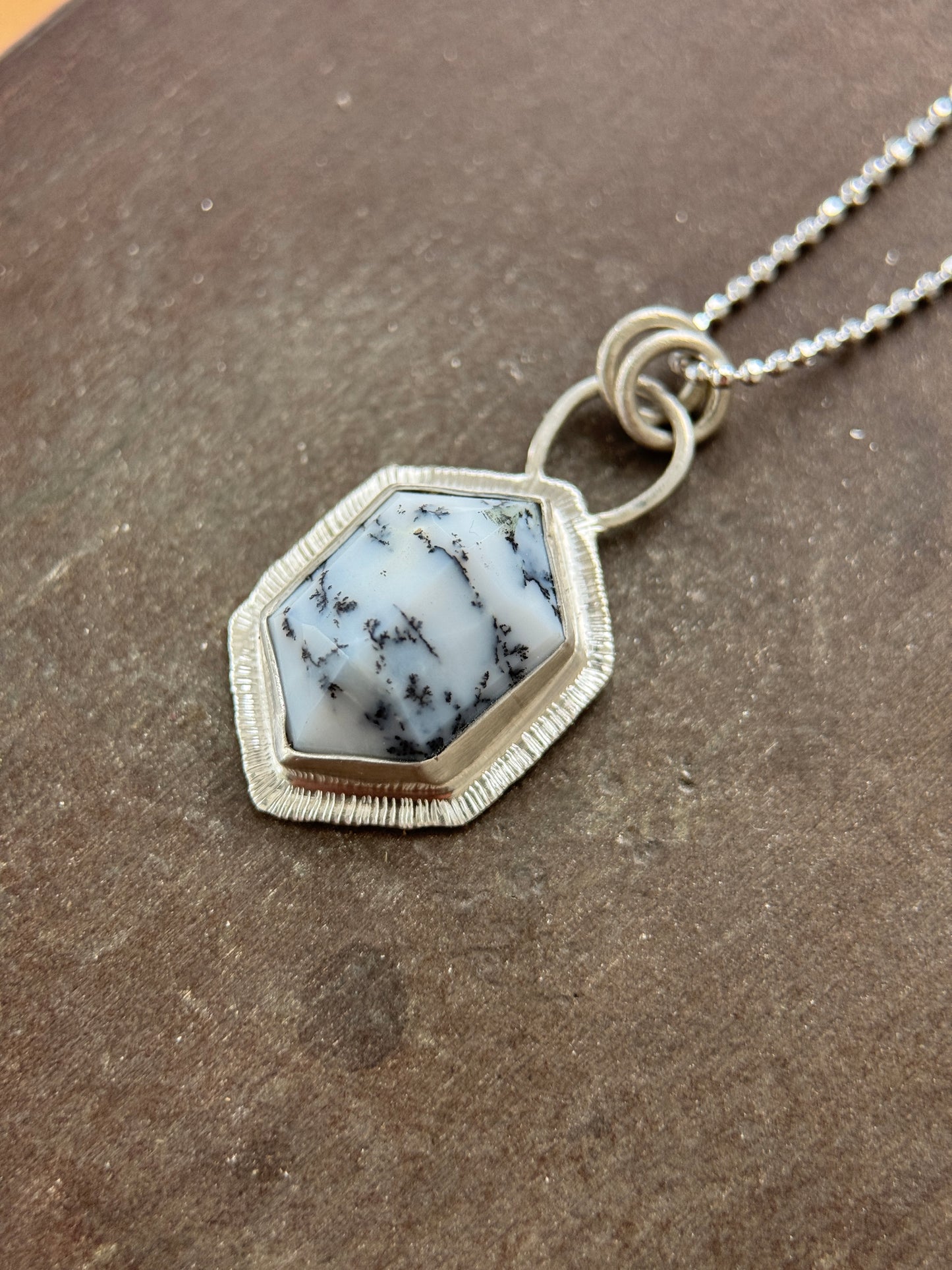 Step cut Dendritic Opal pendant