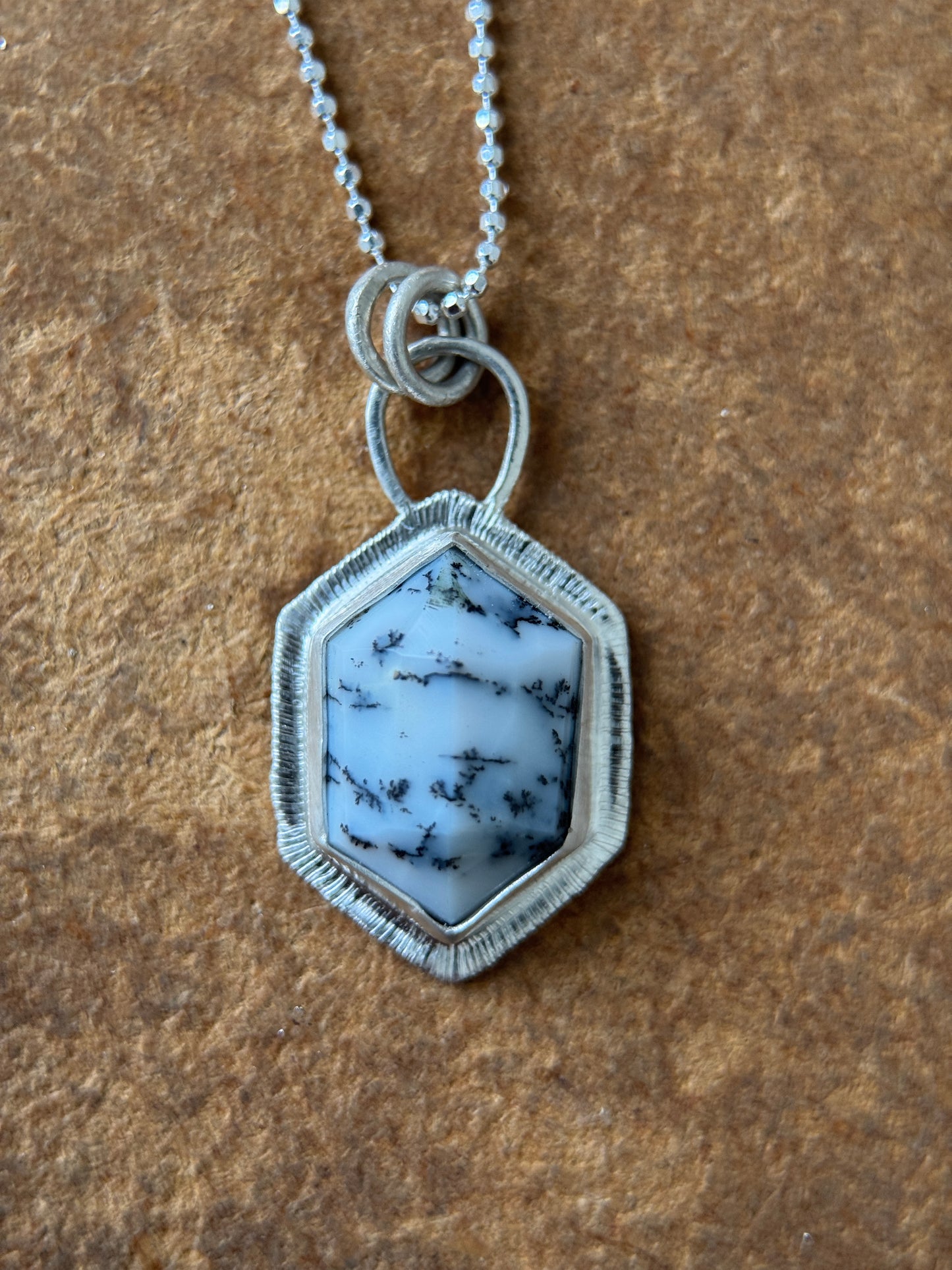 Step cut Dendritic Opal pendant