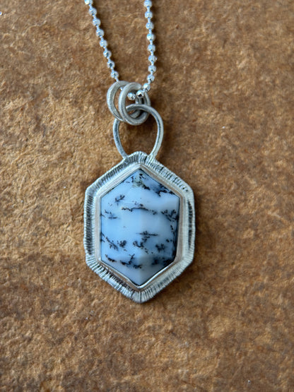 Step cut Dendritic Opal pendant