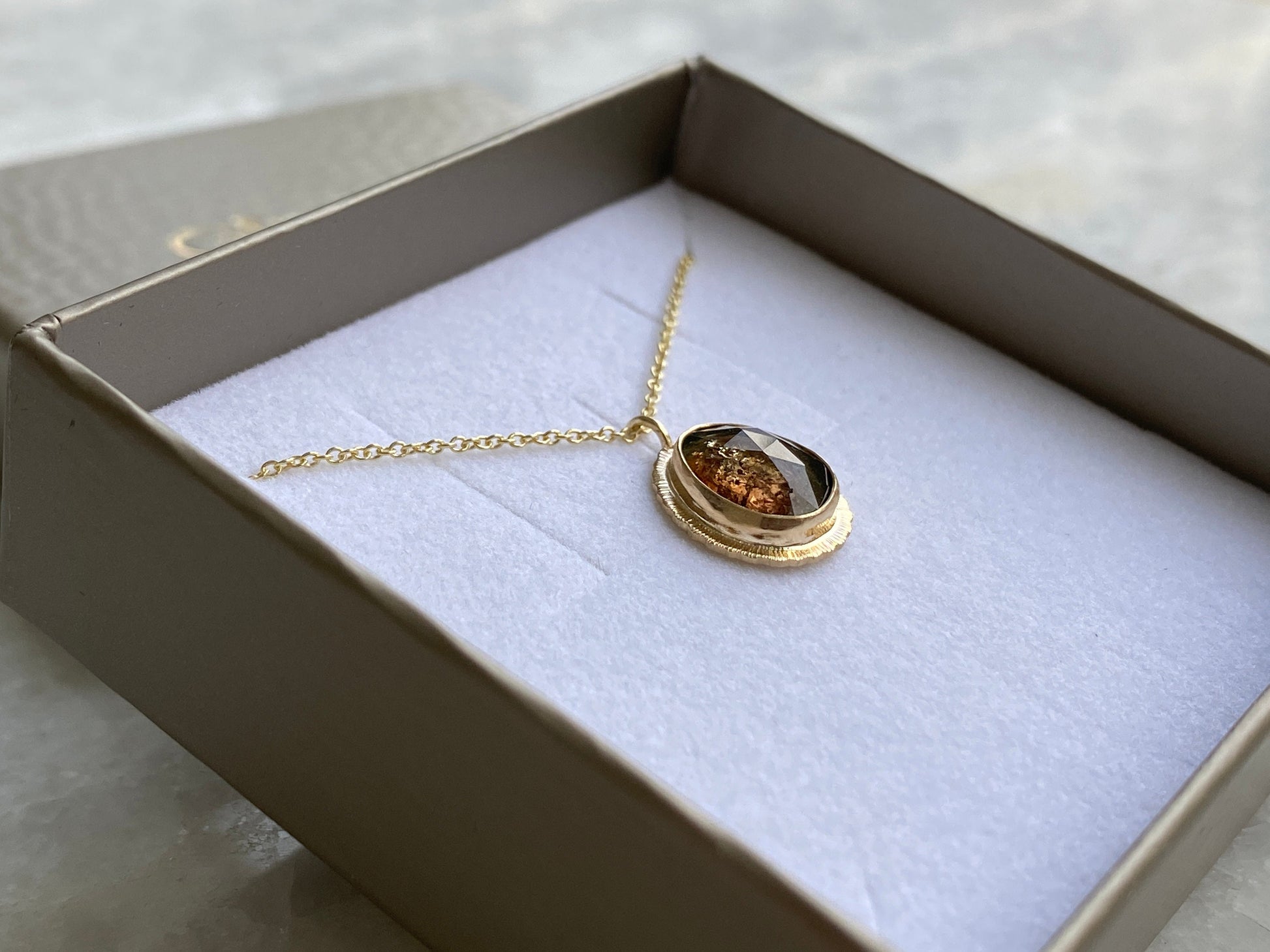 Rose cut Bicolour Tourmaline pendant, solid 9ct gold necklace, unusual fine jewellery, 8th wedding anniversary gift, October birthstone gift