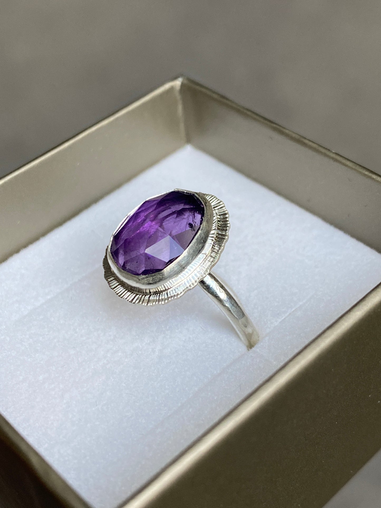 Rose cut Amethyst ring, natural gemstone ring, February birthstone ring, 6th wedding anniversary gift, protection ring, sobriety ring