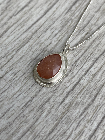 Rose cut Peach Moonstone pendant, natural gemstone necklace, June birthstone necklace, one of a kind boho necklace, moon energy necklace