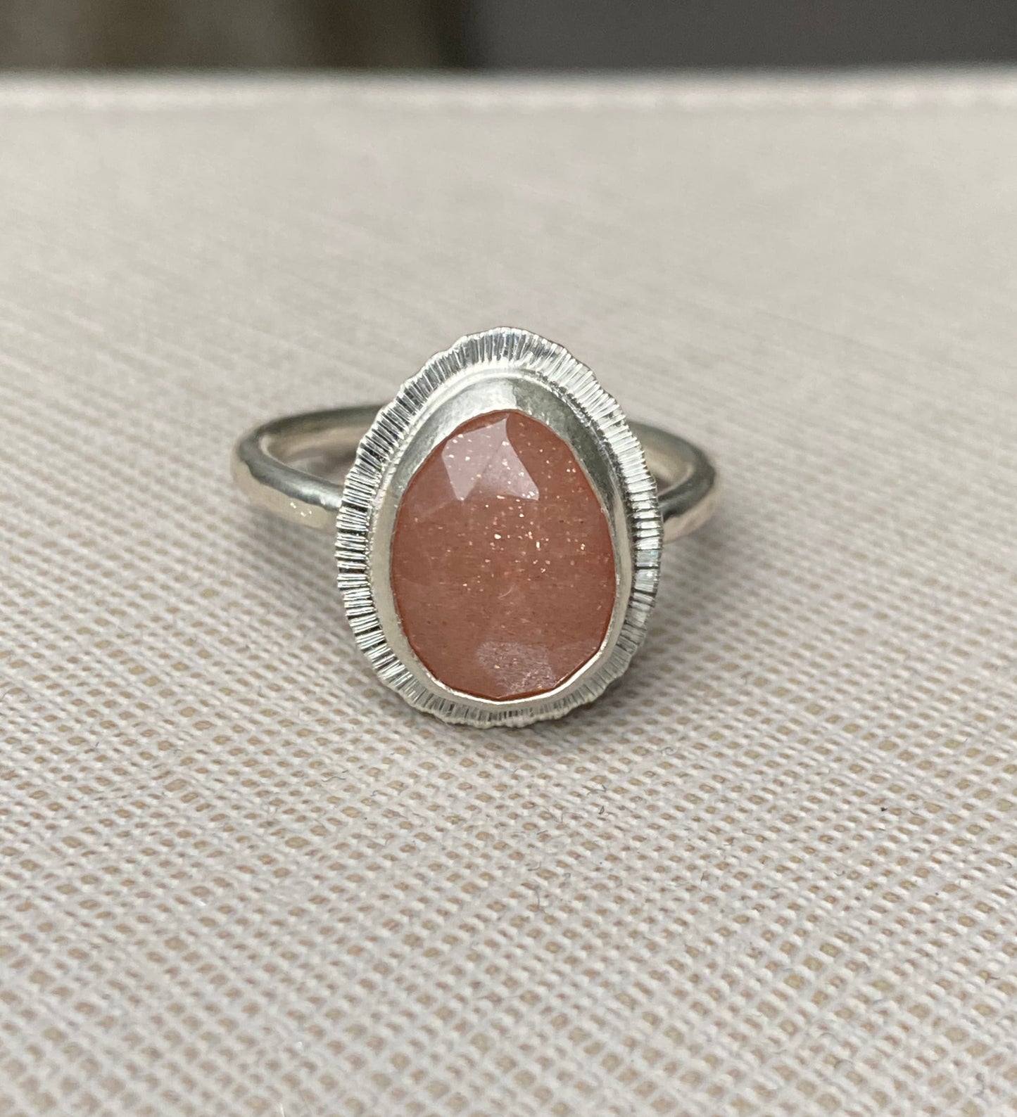 Made to order, rose cut Peach Moonstone ring, choose your size, natural gemstone, June birthstone, unique gift for her, unusual jewellery