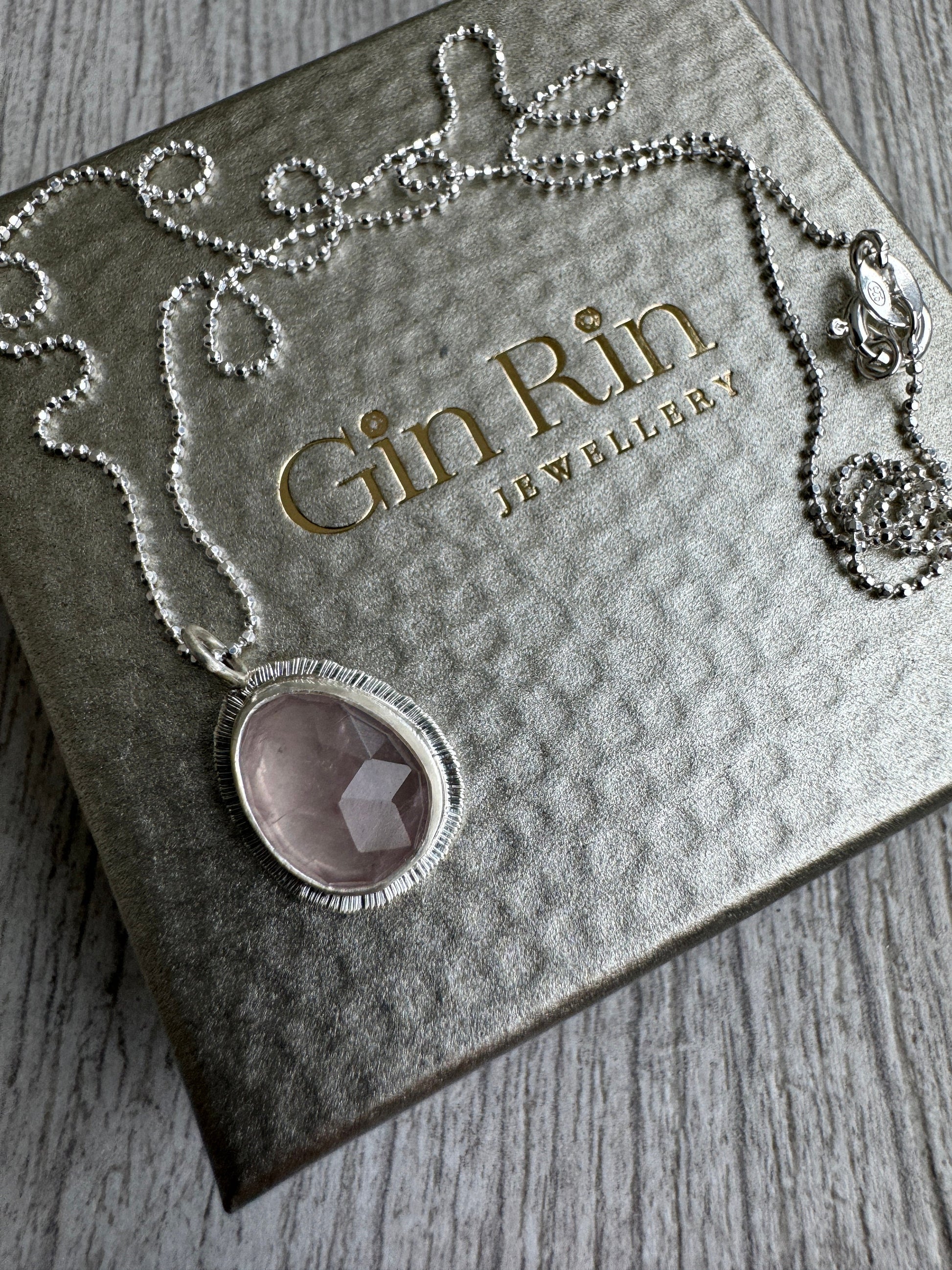 Rose cut Rose Quartz pendant, bezel set, open back, natural gemstone necklace, stone of universal love, recycled silver, gift for loved one