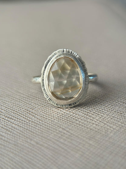 Rose cut Citrine ring, 13th wedding anniversary gift, November birthstone ring, natural gemstone ring, handmade silver ring, meaningful gift