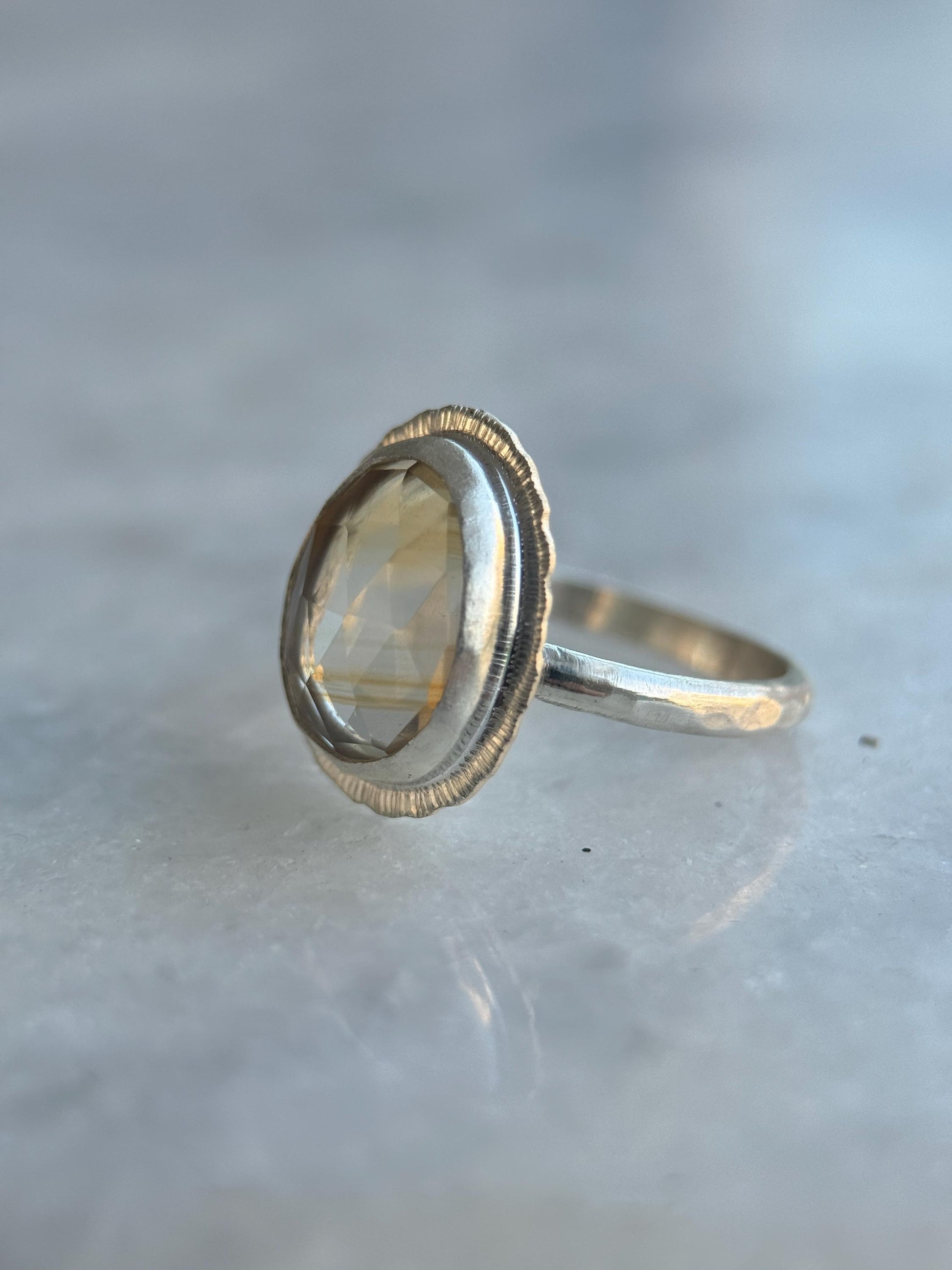 Rose cut Citrine ring, 13th wedding anniversary gift, November birthstone ring, natural gemstone ring, handmade silver ring, meaningful gift