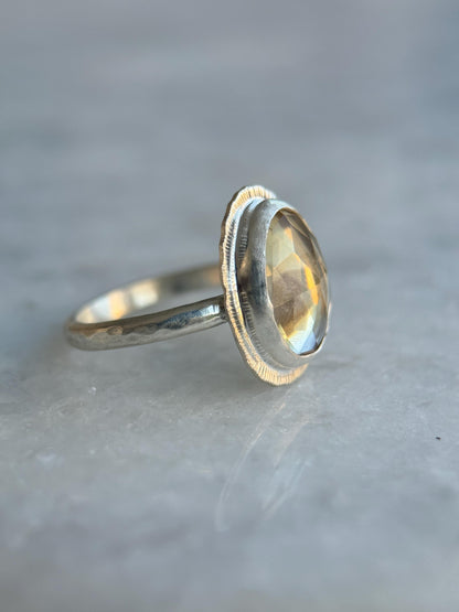 Rose cut Citrine ring, 13th wedding anniversary gift, November birthstone ring, natural gemstone ring, handmade silver ring, meaningful gift