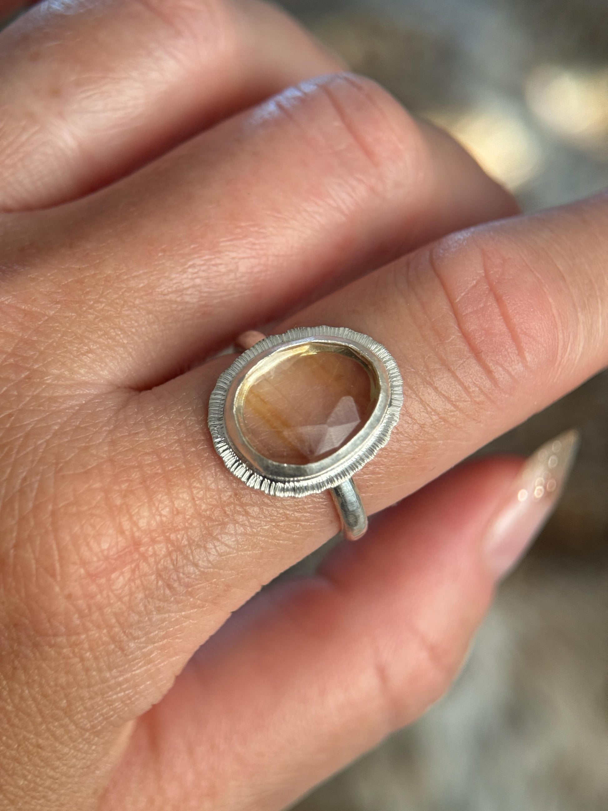 Rose cut Citrine ring, 13th wedding anniversary gift, November birthstone ring, natural gemstone ring, handmade silver ring, meaningful gift