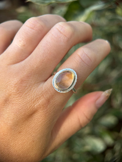 Rose cut Citrine ring, 13th wedding anniversary gift, November birthstone ring, natural gemstone ring, handmade silver ring, meaningful gift